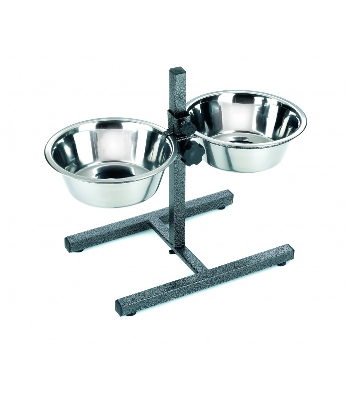 COMEDERO DOBLE REGULABLE 25cm 2 X 2,6 l