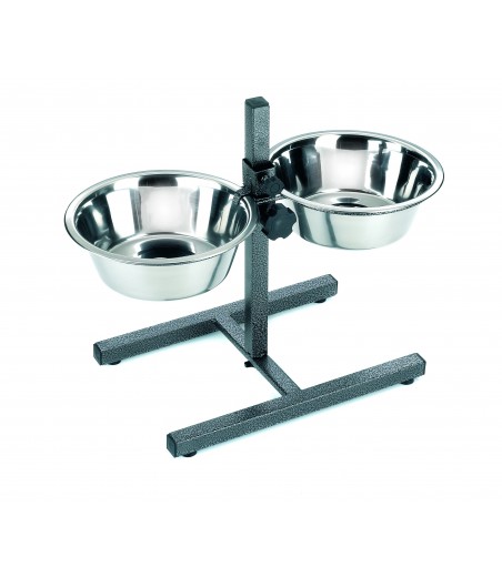 COMEDERO DOBLE REGULABLE 25cm 2 X 2,6 l