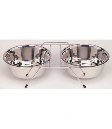 COMEDERO DOBLE 21cm C/SOPORTE 2 X 1,60 l