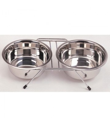 COMEDERO DOBLE 25cm C/SOPORTE 2 X 2,60 l