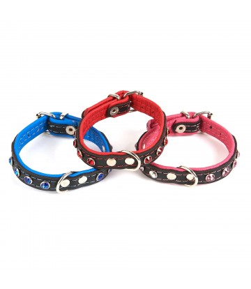 COLLAR PIEL LUXURY NEO/CRISTAL 1.2X25 CM