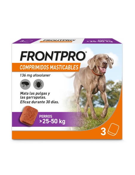 FRONTPRO 25-50 KG COMPRIMIDOS MASTICABLES ELIMINA PULGAS Y GARRAPATAS