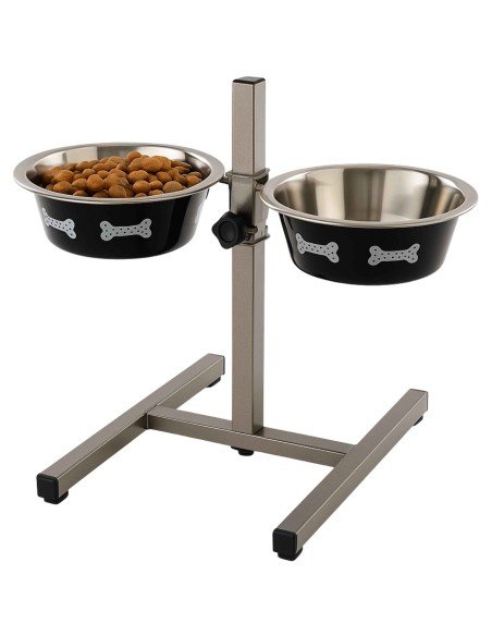 Comedero Doble Regulable en Altura para Perros – 2 Cuencos de 1.55 L (22 cm)