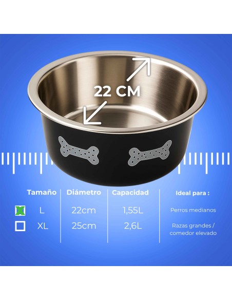Comedero Doble Regulable en Altura para Perros – 2 Cuencos de 1.55 L (22 cm)
