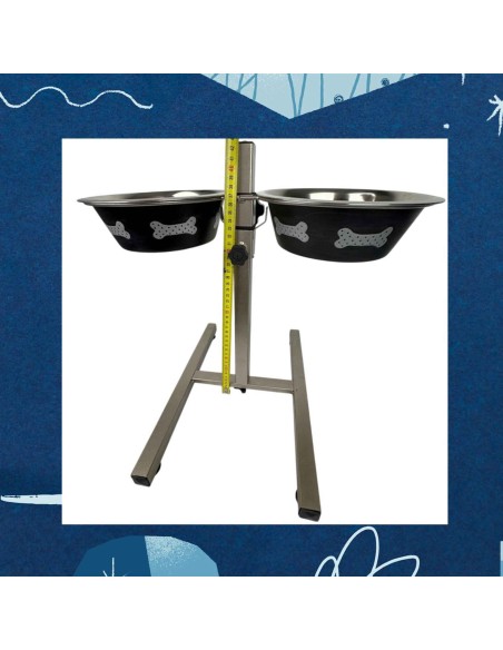 Comedero Doble Regulable en Altura para Perros – 2 Cuencos de 1.55 L (22 cm)