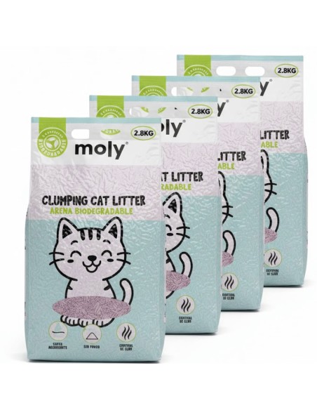 Moly Arena Aglomerante para Gatos, Pellet de Maiz con Caña de Bambú-Alto poder Aglomerante