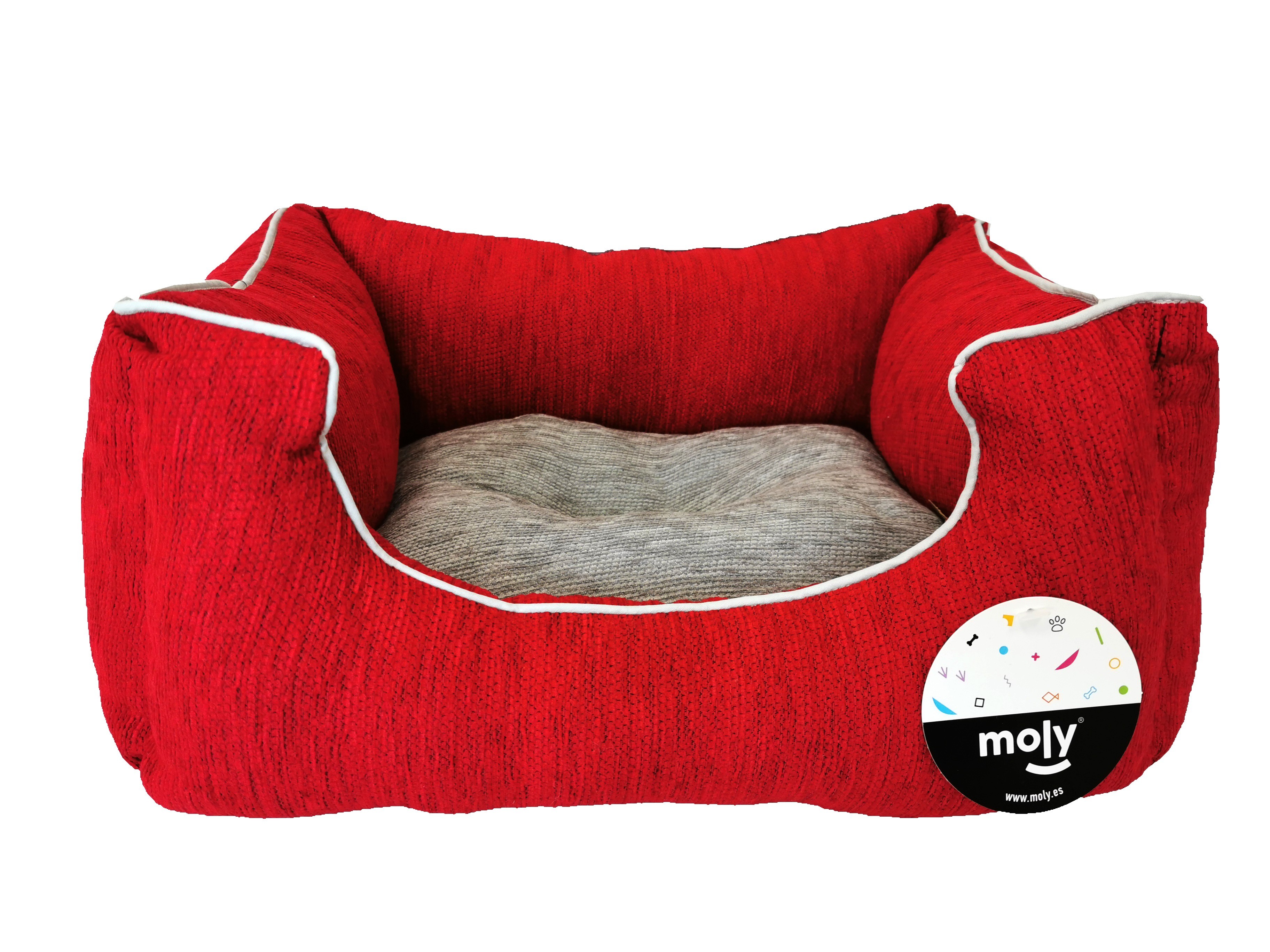 Cuna para perros y gatos chenilla roja