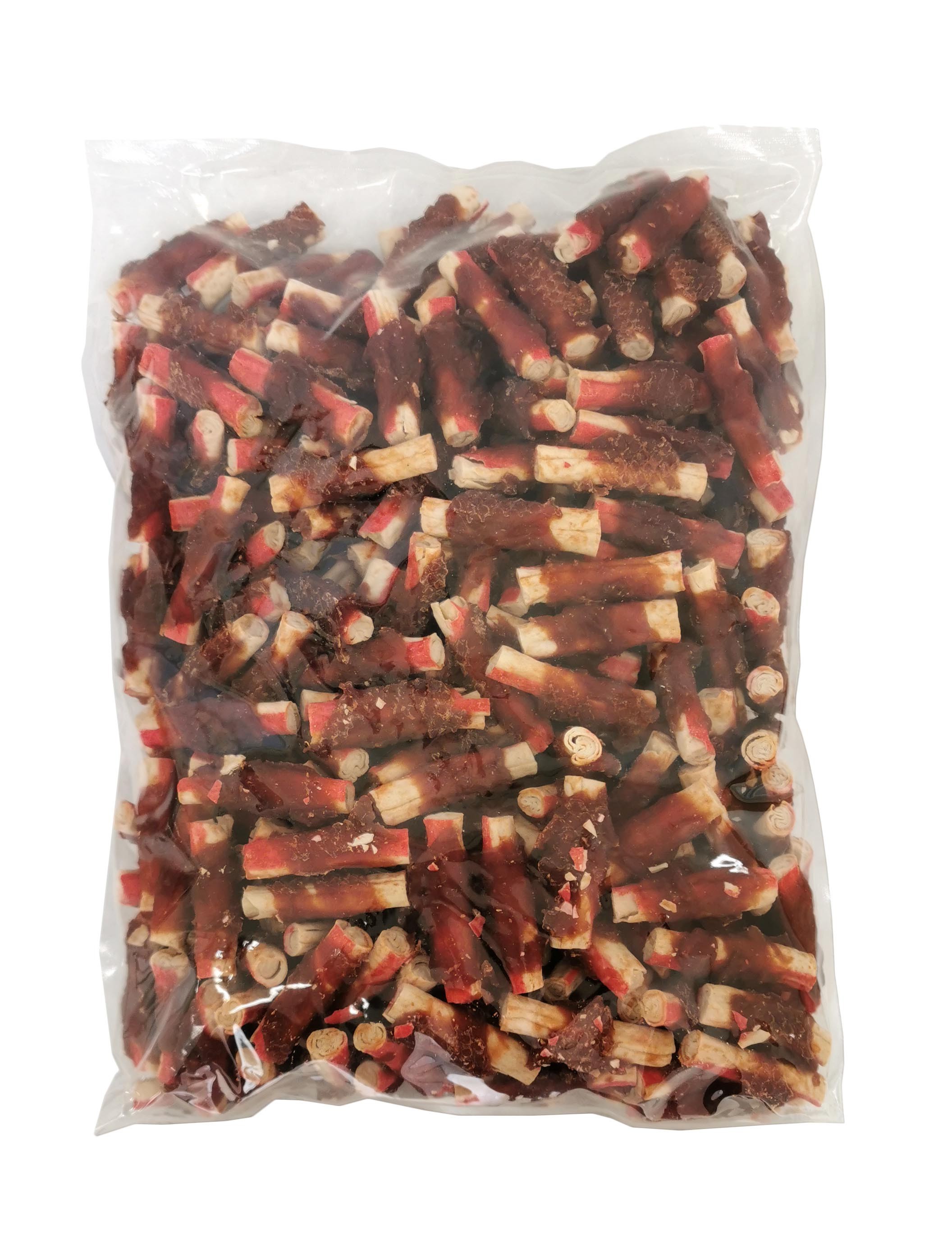 Snack para perros de carne de cangrejo envueltos en pato 1 kg