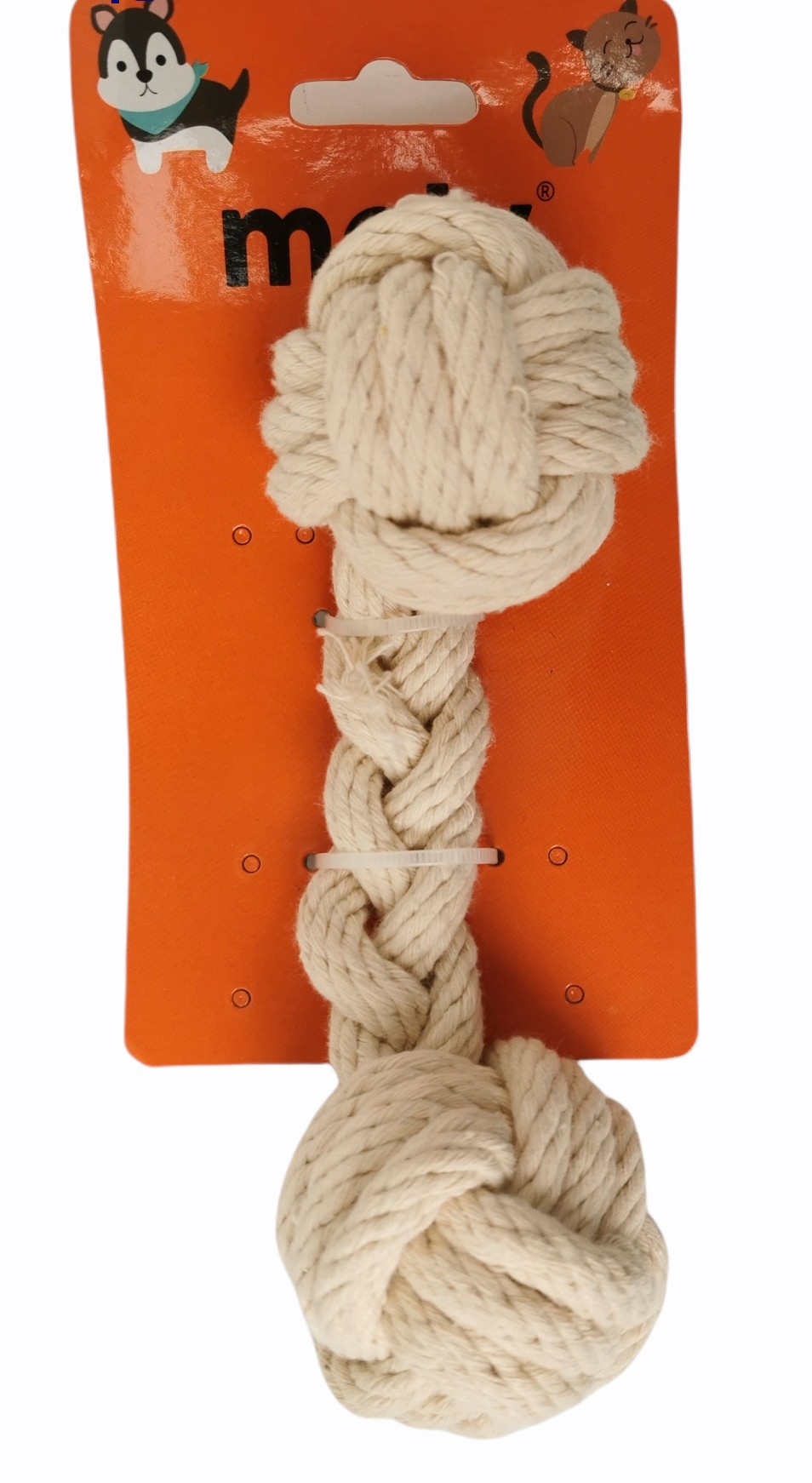 Juguete mordedor para perros cuerda algodon 5x20 cm trenzado dos nudos