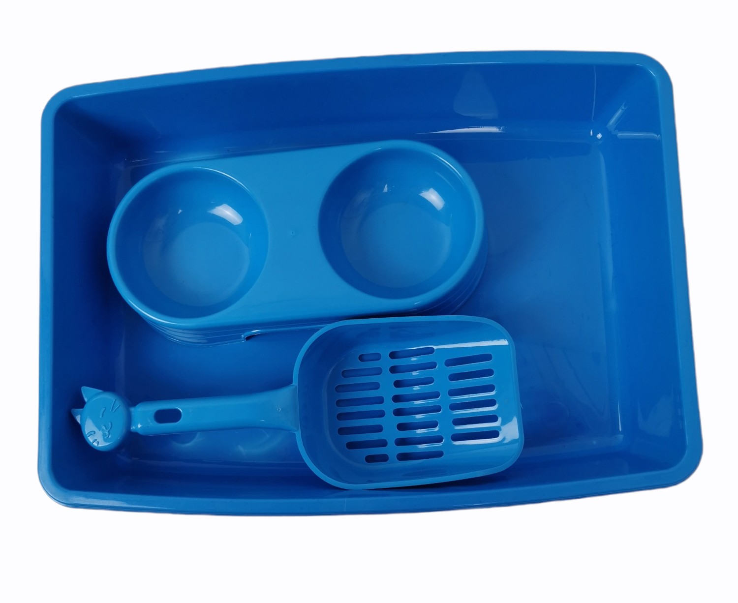 Kit para gato bandeja-comedero-pala 37x26