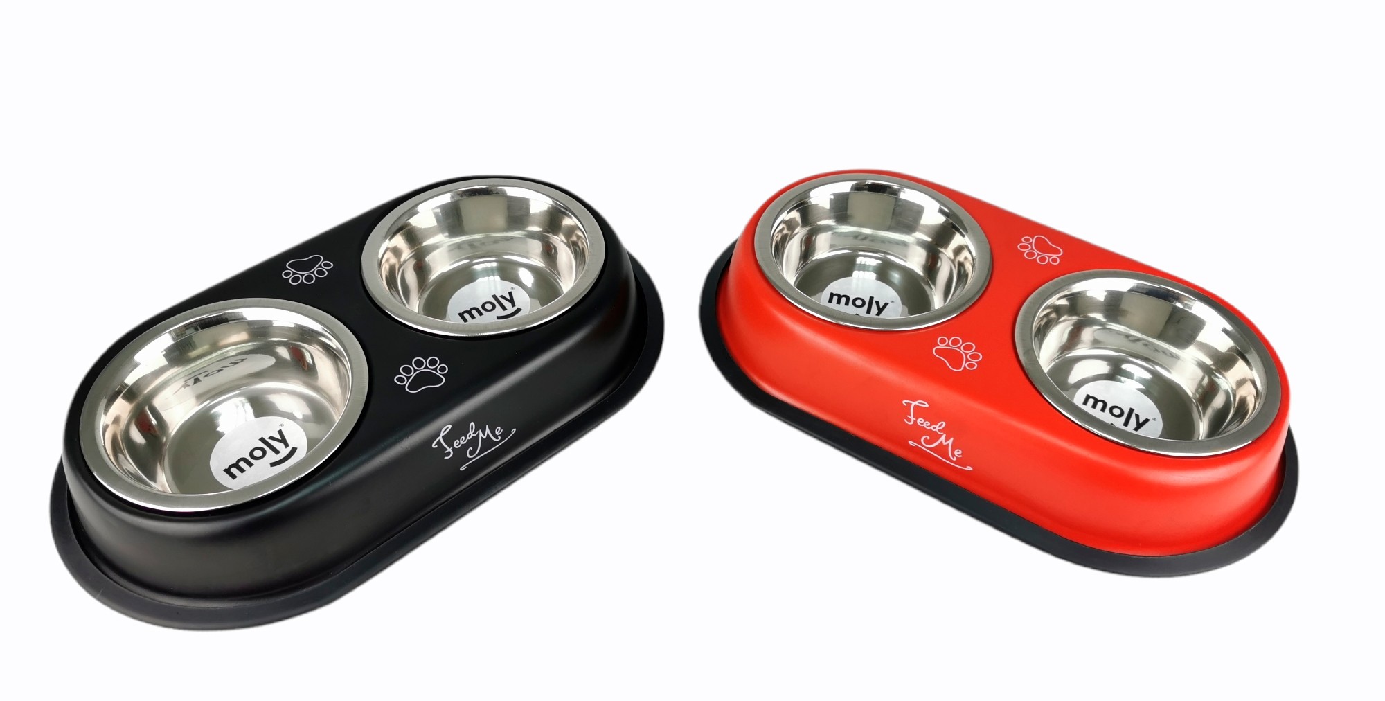 Comedero doble de acero para perros