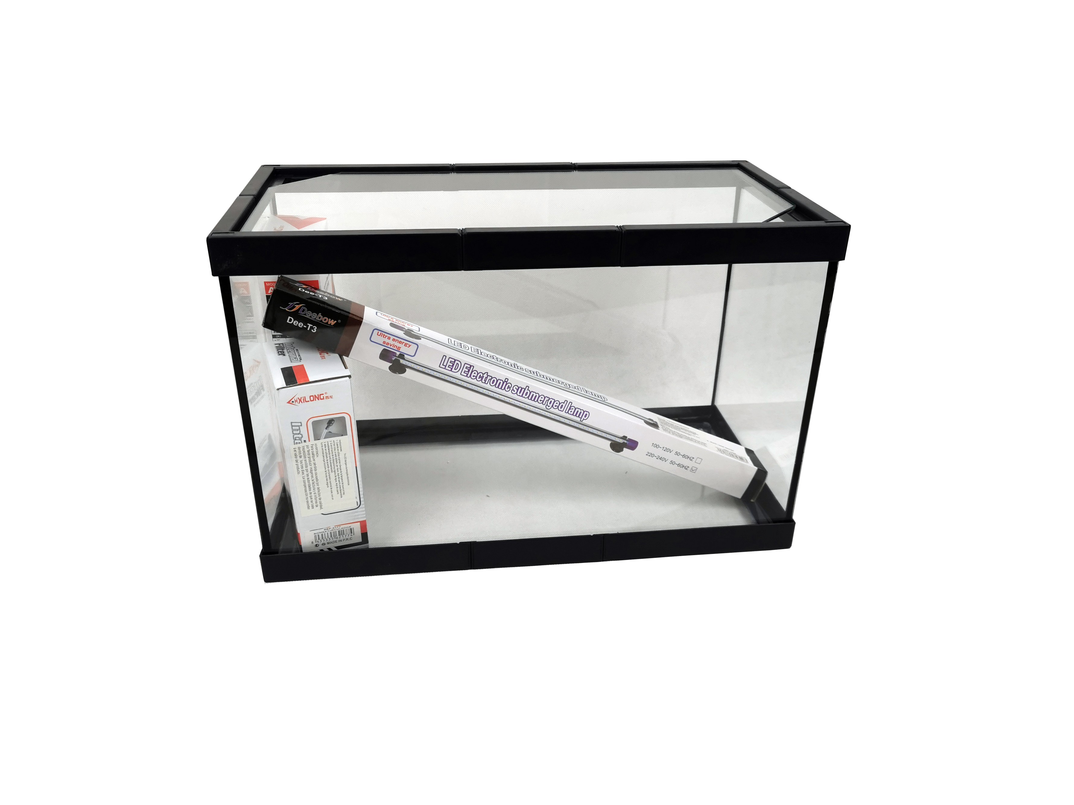Acuario cristal c-m negro 20 lts kit completo 40x2
