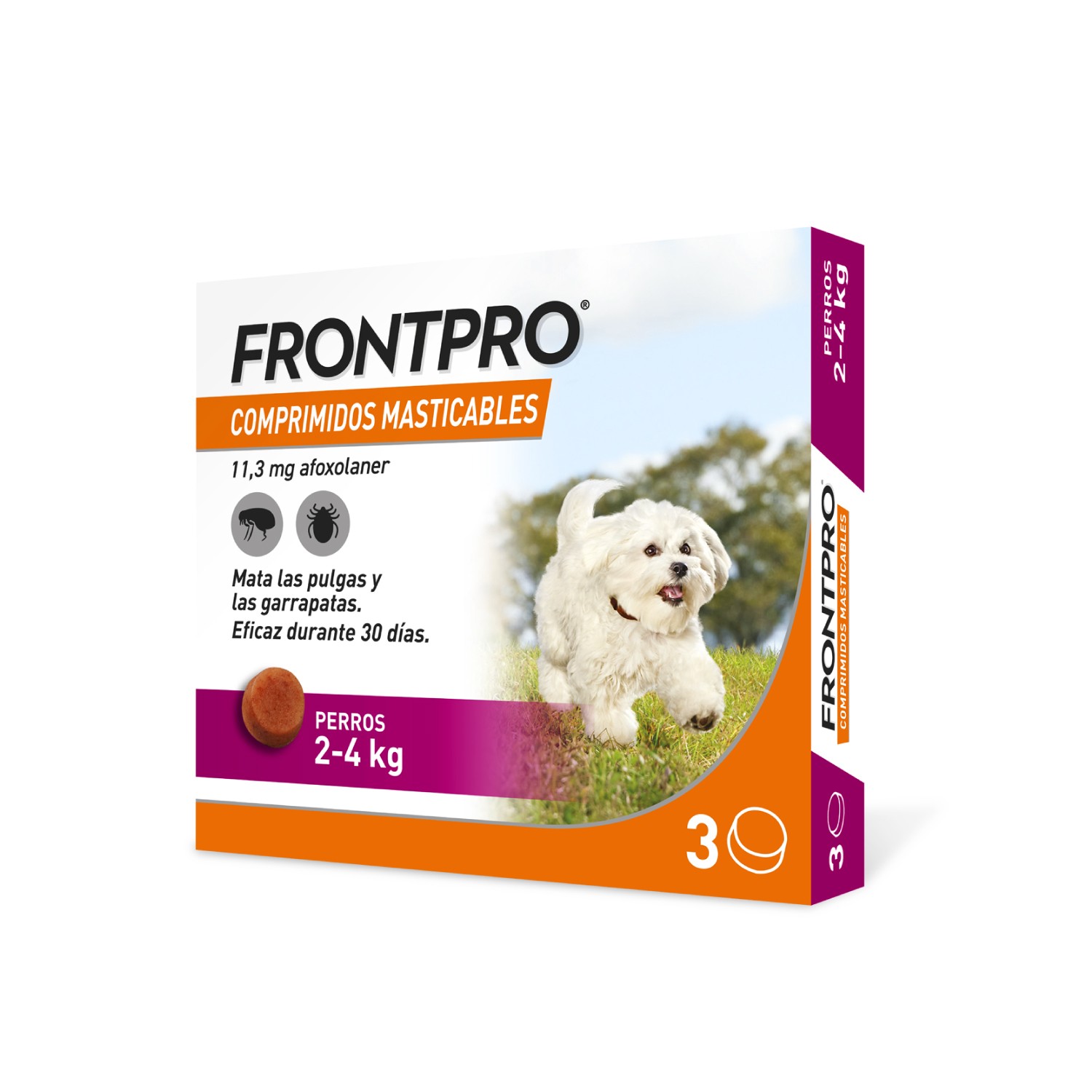 Frontpro 2-4 kg comprimidos masticables eficaces durante 30 dias