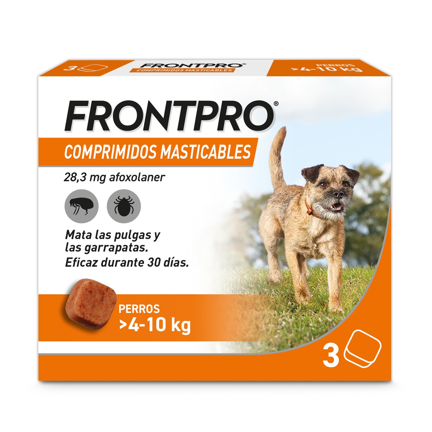 Frontpro 4-10 kg tratamiento antiparasitario para pulgas y garrapatas 28 mg