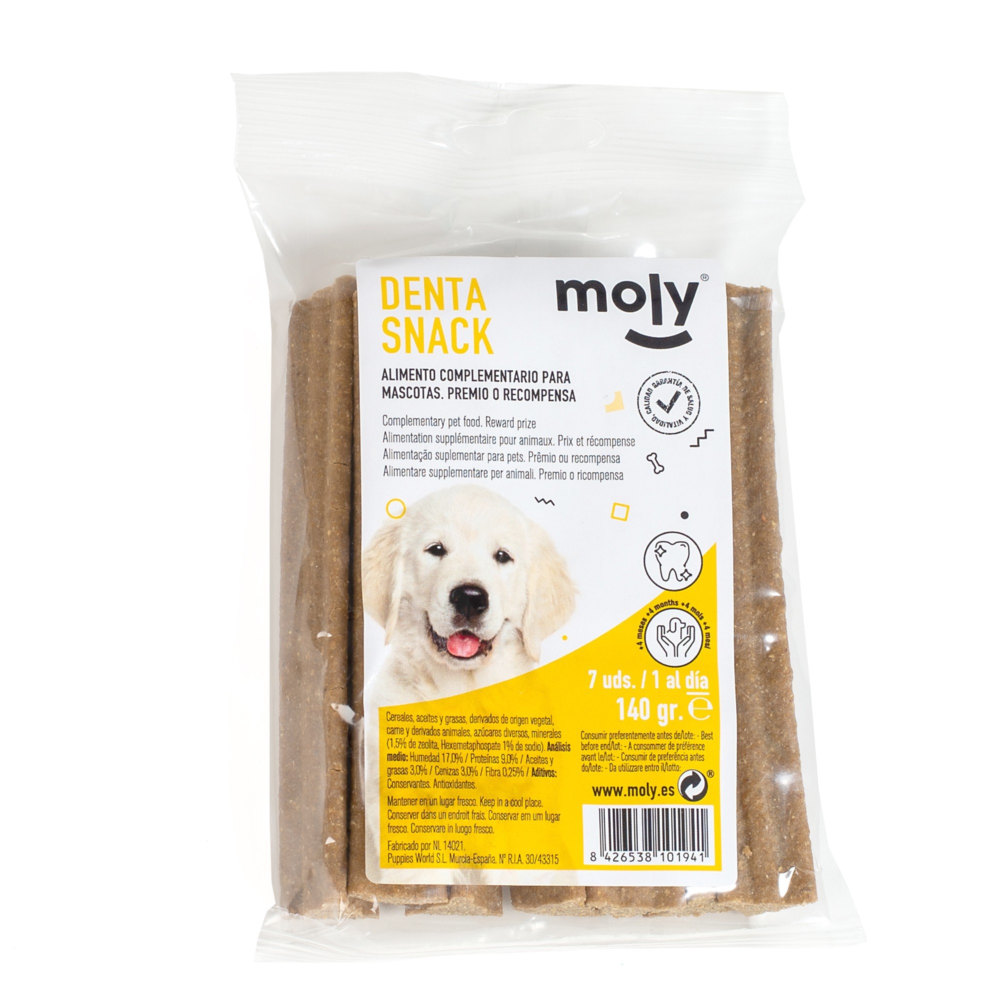 Dental snack sticks 140 gr moly 7 unidades
